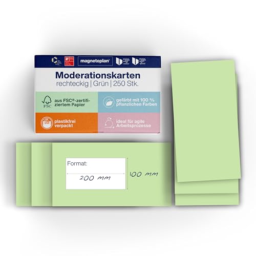 magnetoplan Moderationskarten, rechteckig | BxH 200x100 mm | 250 Stück | Kommunikationskarten in grün | Für Meetings und Präsentationen | FSC-zertifiziert und kunststofffrei verpackt magnetoplan Moderationskarten, rechteckig | BxH 200x100 mm | 250 Stück | Kommunikationskarten in grün | Für Meetings und Präsentationen | FSC-zertifiziert und kunststofffrei verpackt von magnetoplan