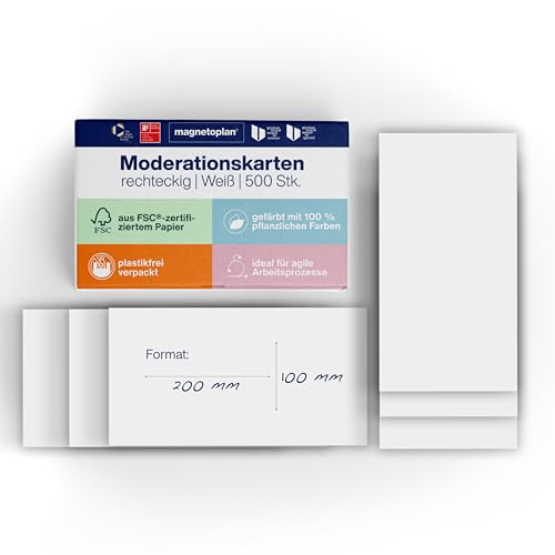 magnetoplan Moderationskarten, Rechteckig, Weiß, 500 Stück magnetoplan Moderationskarten, Rechteckig, Weiß, 500 Stück von magnetoplan