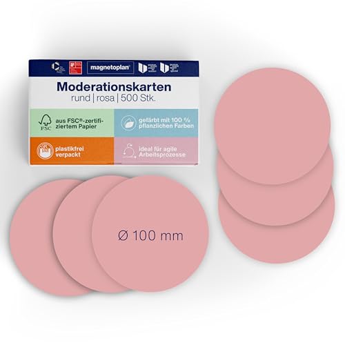 Kommunikationskarten pinnbar, Form Kreise, ø 10cm, PG=500ST, rosa von magnetoplan