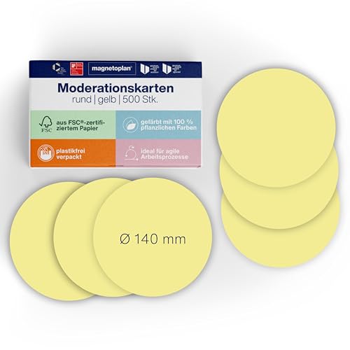 magnetoplan Moderationskarten, rund | ø 140mm | 500 Stück | Moderationskarten in gelb | Für Meetings und Präsentationen | FSC-zertifiziert und kunststofffrei verpackt magnetoplan Moderationskarten, rund | ø 140mm | 500 Stück | Moderationskarten in gelb | Für Meetings und Präsentationen | FSC-zertifiziert und kunststofffrei verpackt von magnetoplan