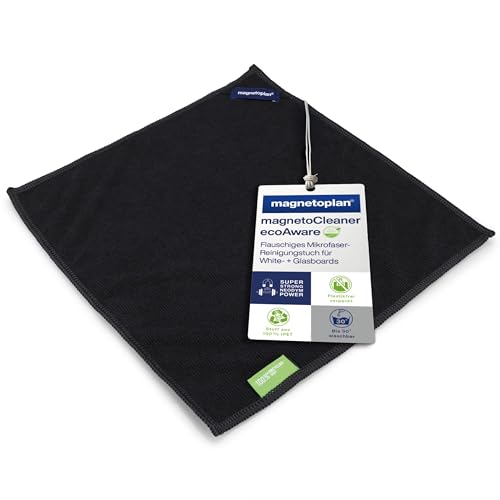 magnetoplan magnetoCleaner ecoAware, Schwarz | BxH 300x300mm | Magnetisches Microfaser Reinigungstuch für Whiteboard + Flipchart | Aus recyceltem Polyester von magnetoplan