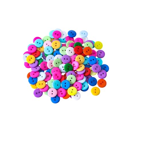 Bunte Knöpfe aus Kunstharz, 9 mm, rund, 400 Stück, verschiedene Farben, 2-Loch-Design für Bastelarbeiten (gemischte Farben, 400 Stück) von mahaohao
