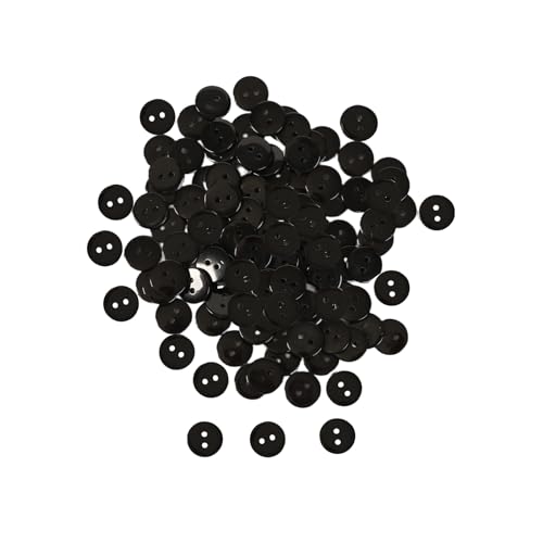 Bunte Kunstharz-Nähknöpfe, 9 mm, rund, 400 Stück, verschiedene Farben, 2-Loch-Design für Bastelarbeiten, Schwarz, 400 Stück von mahaohao