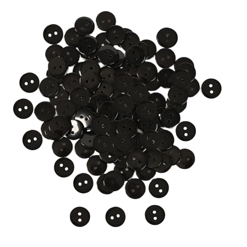 Bunte Nähknöpfe, 15 mm, rund, 2 Löcher, 200 Stück, gemischte Farben, flache Rückseite, Schwarz, 200 Stück von mahaohao