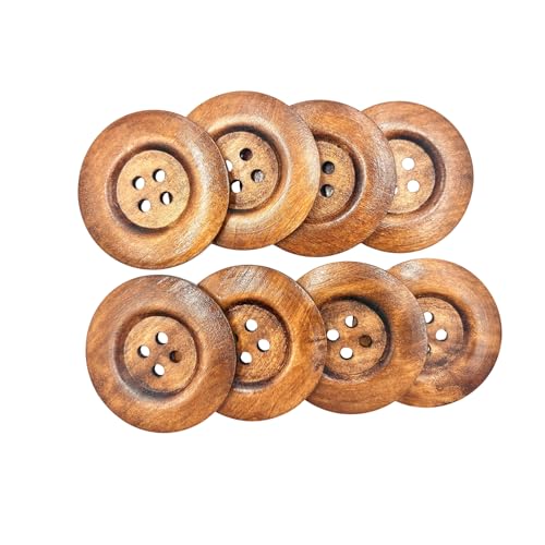 Nähknöpfe aus Holz, rund, 4 Löcher, 60 mm groß, für Bastelarbeiten, Kleidung, Taschendekoration, Braun, 20 Stück von mahaohao