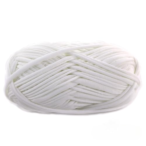 maikeduo T-Shirt Garn 100g Bändchengarn Textilgarn Zum Häkeln Bändchengarn Zum Häkeln Garn Baumwolle Zum Häkeln Häkelgarn Für Taschen Strickgarn (Weiß) von maikeduo