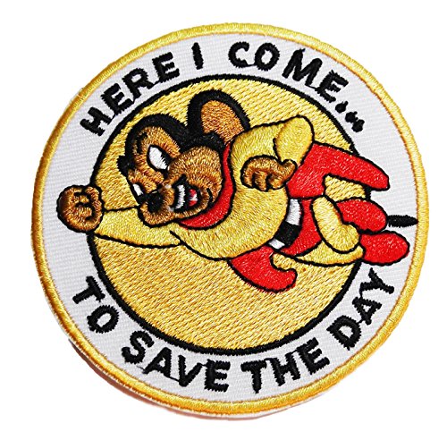MIGHTY MOUSE Here I Come To Save The Day 3 Diameter Embroidered PATCH by Main Street 24/7 von main street 24/7