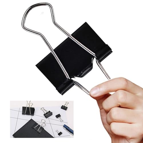 Extra große Binder-Clips, 6,1 cm, Standard, 60 mm, schwarz, Jumbo-Büroklammern, Faltklemme, Büro- und Schulbedarf, mit Aufbewahrungsbehälter, 12 Stück von makanu