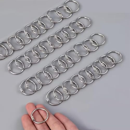 Loseblatt-Metall-Binderinge, 1,5 cm, 100 Stück, 15 mm Silber, vernickelte Schlüsselringe, für Karteikarten, Notizbuch, Zuhause und Schule, Bürobedarf, Kunststoffbox-Paket von makanu