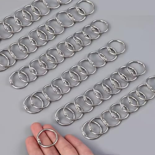 Loseblatt-Metall-Binderinge, 1,5 cm, 200 Stück, 15 mm Silber, vernickelte Schlüsselringe, für Karteikarten, Notizbuch, Zuhause und Schule, Bürobedarf, Kunststoffbox-Paket von makanu