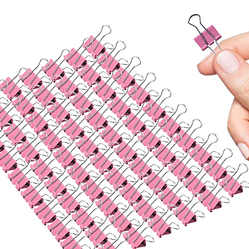 Mini-Binder-Clips, 72 Stück, 5/8 Zoll, Rosa, Standard 15 mm, Mikro-Büroklammern, Faltklemme, Kapazität 0,6 cm, Büro- und Schulbedarf mit Aufbewahrungsbehälter von makanu