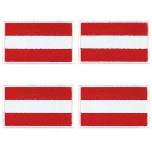 Österreich Flagge Patch mit Klettband 4 Stück, Austria Flag Patches, 8 x 5 cm (Österreich) von makstore