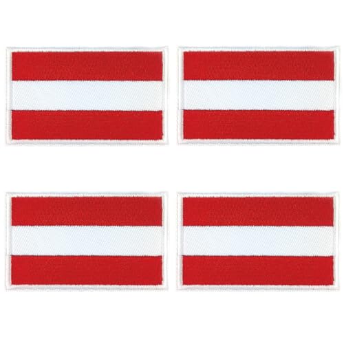 Österreich Flagge Patch mit Klettband 4 Stück, Austria Flag Patches, 8 x 5 cm (Österreich) von makstore