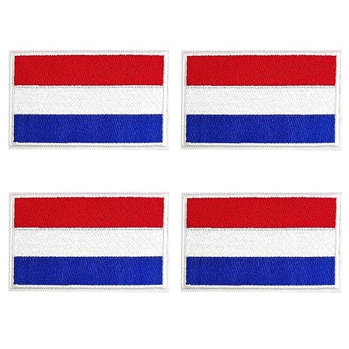 makstore 4 Stück Niederlande Netherlands Flagge Klettpatch, Taktische Patches für Militäruniform Tasche Jacke Hut, 8cm x 5cm (Niederlande) von makstore