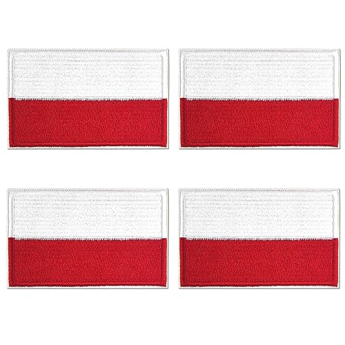 makstore 4 Stück Polen Flagge Klettpatch, Taktische Poland Flag Patches für Militäruniform Tasche Jacke Hut, 8cm x 5cm (Polen) von makstore
