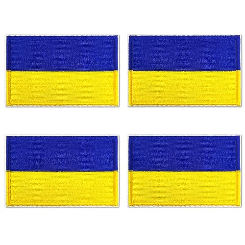 makstore 4 Stück Ukraine Flagge Klettpatch, Taktische Patches für Militäruniform Tasche Jacke Hut, 8cm x 5cm (Ukraine) von makstore