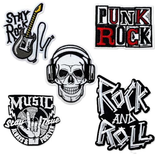 makstore 5 Pack Rock Slogan Iron on & Sew On Patches | Vintage Punk Band Style Embroidered Patch for Jackets, Bags, Denim | Washable DIY Clothing Accessories makstore 5 Pack Rock Slogan Iron on & Sew On Patches | Vintage Punk Band Style Embroidered Patch for Jackets, Bags, Denim | Washable DIY Clothing Accessories von makstore