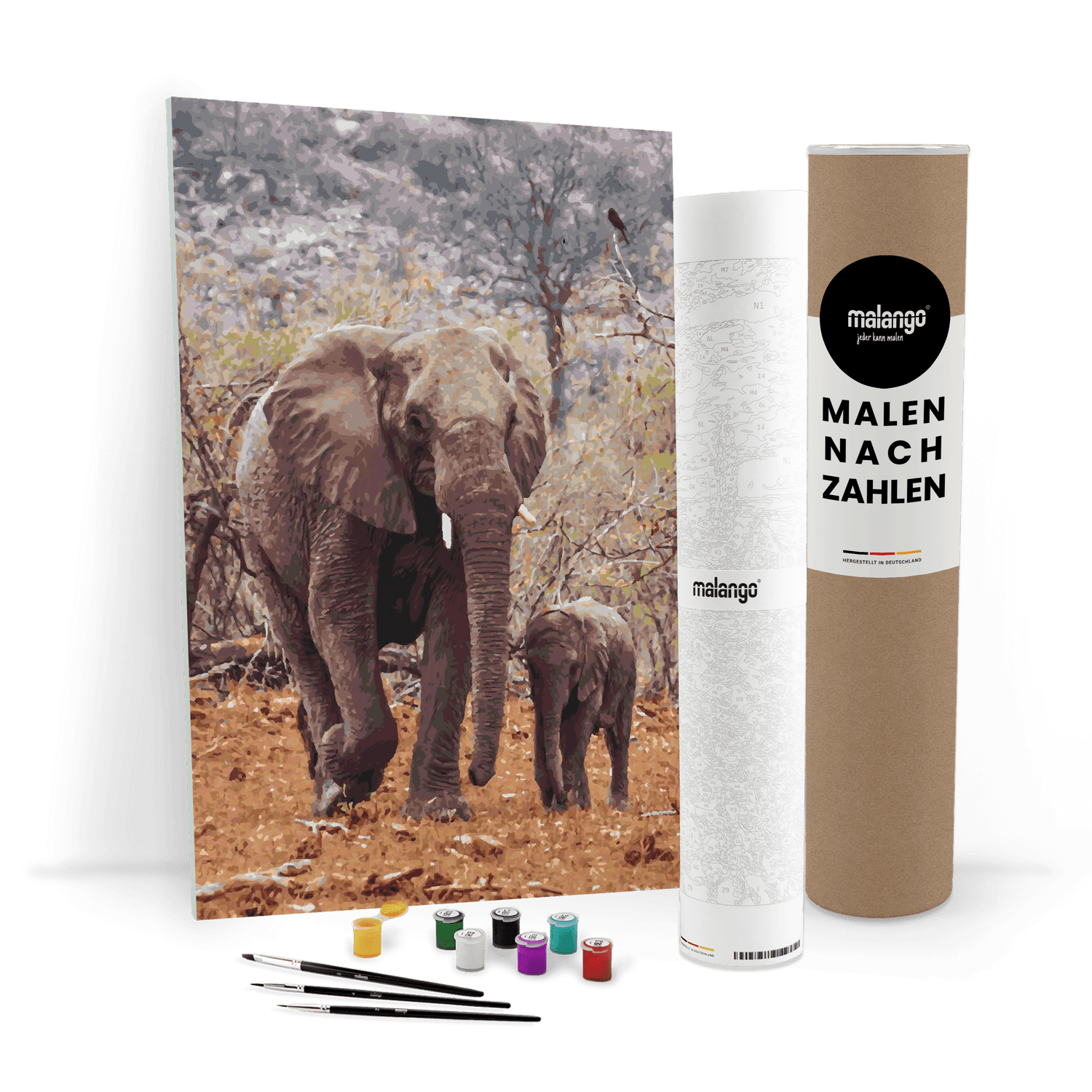 Malen nach Zahlen - Elefanten Mutter mit Kind von malango