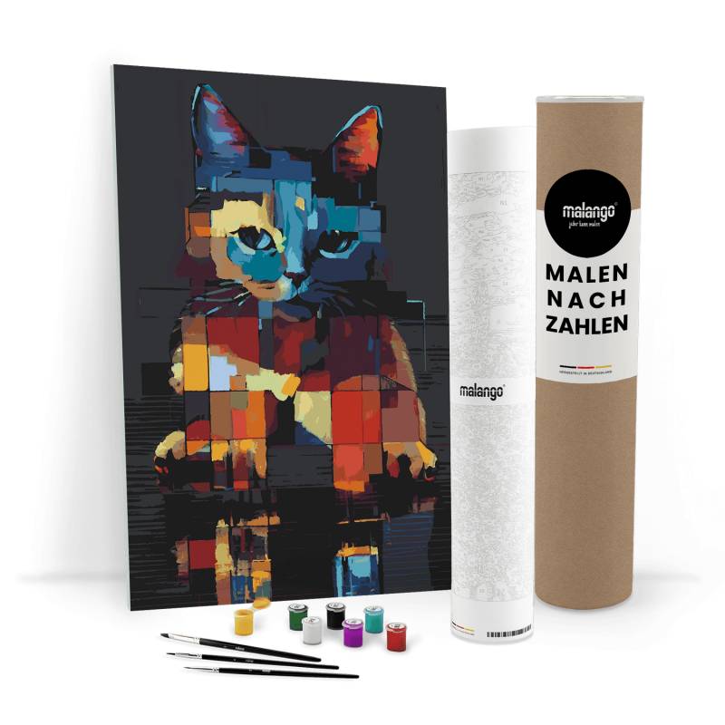 Malen nach Zahlen - Katze Karlo abstrakt von malango