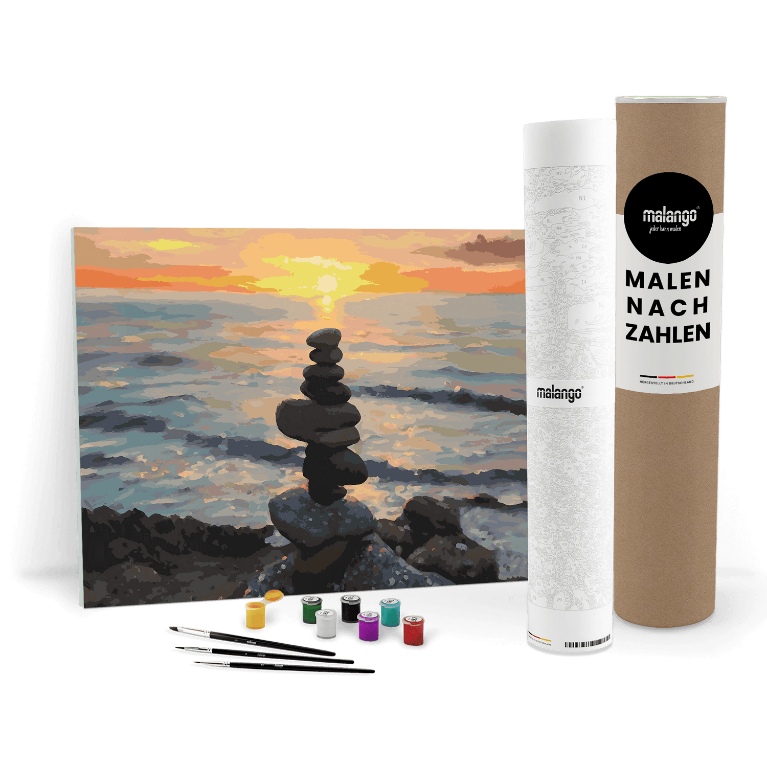 Malen nach Zahlen - Zen Sonnenuntergang am Strand von malango