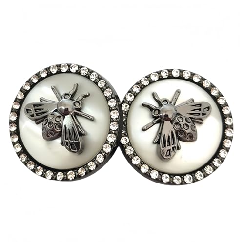 5 Stück Metall-Strass-Knöpfe mit Honigbienen-Motiv, runde Form zum Nähen, Basteln, Schmuckherstellung von malianna