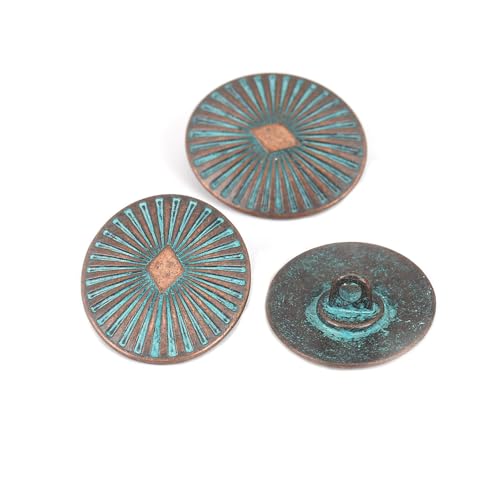 5 Stück Vintage Metallknöpfe aus Legierung 25mm runde Ösenknöpfe Antik Kupferfarben DIY Bekleidungsdekor (Diamond Antique Copper, 25mm) von malianna