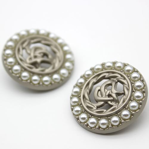 Runde Perlenknöpfe aus goldfarbenem Metall für Kleidung, Damen, Mantel, Kleidung, Knöpfe für handgemachtes Nähen, Basteln, 3 Stück von malianna