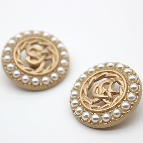 Runde Perlenknöpfe aus goldfarbenem Metall für Kleidung, Damen, Mantel, Kleidung, Knöpfe für handgemachtes Nähen, Basteln, 3 Stück von malianna