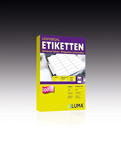 LUMA 4763380 Universal-Etiketten 63,5 x 38,1mm A4 100 Bogen mit je 21 Etiketten von malu