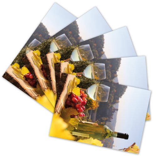 5 hochwertige Grußkarten 'Im Weinberg', Klappkarten/Faltkarten inkl. Umschlag/Kuvert (1 Motiv - Grüße von Herzen) Wein, Trauben, Herbst von mamelu
