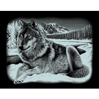 Kratzbild "Wolf", 25,2 x 20,0 cm von Schwarz