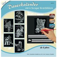 Kratzbilder "Dauerkalender Tiere", Silber, 6 Motive, 10,5 x 14,5 cm von Schwarz