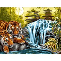 Malen nach Zahlen "Tiger am Fluss" von Weiß