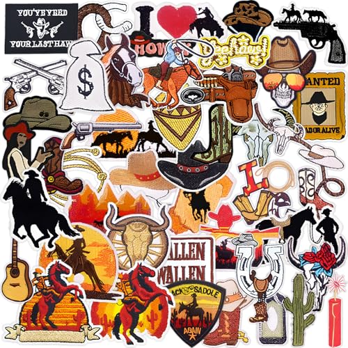 Western-Aufnäher zum Aufbügeln, bestickt, für Cowgirl-Cowboyhüte, Jacken, Rucksäcke, Kleidung, 45 Stück, Westernbraun, 45 Stück Western-Aufnäher zum Aufbügeln, bestickt, für Cowgirl-Cowboyhüte, Jacken, Rucksäcke, Kleidung, 45 Stück, Westernbraun, 45 Stück von mancyz