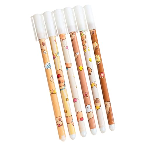 manhegari Löschbare Stifte, löschbarer Stift, Set von 6 Capybara Muster Tintengelstiften, Mit Radiergummi, Fade-resistenter, Comfort-Grip-Schreibwarenpapier für Kunstskizzierschulenaufgaben manhegari Löschbare Stifte, löschbarer Stift, Set von 6 Capybara Muster Tintengelstiften, Mit Radiergummi, Fade-resistenter, Comfort-Grip-Schreibwarenpapier für Kunstskizzierschulenaufgaben von manhegari
