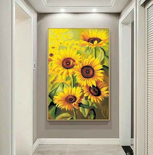 mantianhome Bedrucktes Kreuzstich-Set mit Sonnenblumenblüten, 40 x 50 cm, 11 Schnitte, Fortgeschritten, Stickgarne, Nadeln, Stoff, Heimdekoration, Wanddekoration mantianhome Bedrucktes Kreuzstich-Set mit Sonnenblumenblüten, 40 x 50 cm, 11 Schnitte, Fortgeschritten, Stickgarne, Nadeln, Stoff, Heimdekoration, Wanddekoration von mantianhome