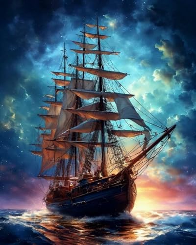 mantianhome Beliebtes graviertes Kreuzstich-Set, Marine-Schlachtschiff, gedrucktes Muster, Kreuzstich-Set für Anfänger, 11 CT, DIY, Fortgeschrittene, handgefertigt,-40X50CM von mantianhome