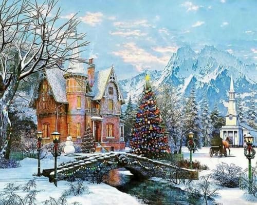mantianhome Geschnitztes Kreuzstich-Set, Schnee-Weihnachtsbaum-Schloss,bedrucktes Kreuzstich-Set für Anfänger, 11 CT, DIY, fortgeschrittenes handgefertigtes,40X50CM mantianhome Geschnitztes Kreuzstich-Set, Schnee-Weihnachtsbaum-Schloss,bedrucktes Kreuzstich-Set für Anfänger, 11 CT, DIY, fortgeschrittenes handgefertigtes,40X50CM von mantianhome
