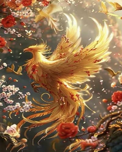 mantianhome Geschnitztes Kreuzstich-Set Phoenix,bedrucktes Kreuzstich-Set für Anfänger, 11 CT, DIY, fortgeschrittenes handgefertigtes Stickset für die Heimdekoration,40X50CM von mantianhome