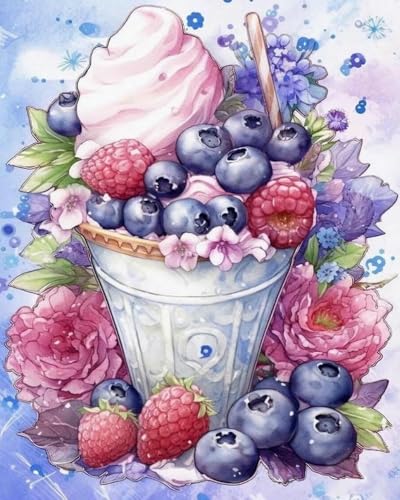 mantianhome Graviertes Kreuzstich-Set, Blaubeer-Fruchteiscreme, beliebtes Muster, Kreuzstich-Set für Anfänger, 11 CT, DIY, Fortgeschrittene, handgefertigt für die Heimdekoration,40X50CM von mantianhome