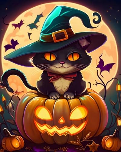 mantianhome Graviertes Kreuzstich-Set, Halloween-Kürbiskatze, beliebtes Muster, Kreuzstich-Set für Anfänger, 11 CT, DIY, fortgeschrittene handgefertigte Heimdekoration,40X50CM mantianhome Graviertes Kreuzstich-Set, Halloween-Kürbiskatze, beliebtes Muster, Kreuzstich-Set für Anfänger, 11 CT, DIY, fortgeschrittene handgefertigte Heimdekoration,40X50CM von mantianhome