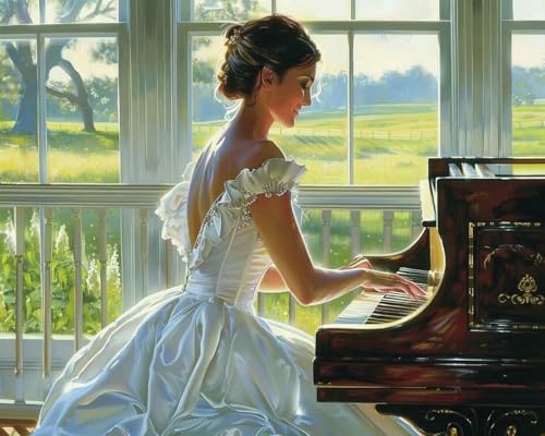 mantianhome Graviertes Kreuzstich-Set „Piano Girl“, beliebtes Muster, Kreuzstich-Set für Anfänger, 11 CT, DIY, fortgeschrittene handgefertigte Heimdekoration,40X50CM von mantianhome
