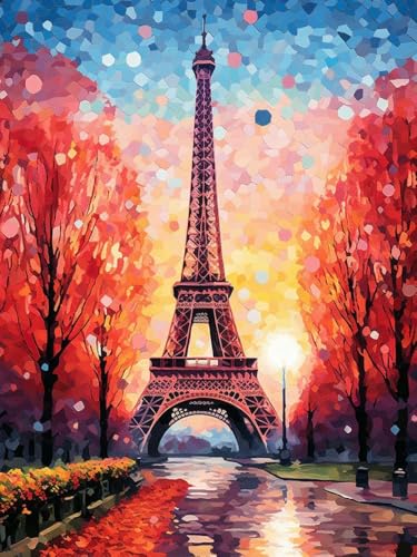 mantianhome Kreuzstich-Malset mit Eiffelturm-Ansichtsmuster, 11CT Kreuzstich-Dekoration, Stickarbeiten, DIY, fortgeschrittenes handgefertigtes Stickset,40X50CM von mantianhome