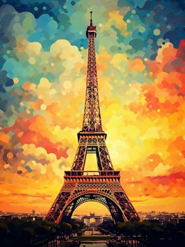 mantianhome Kreuzstich-Malset mit Eiffelturm-Ansichtsmuster, 11CT Kreuzstich-Dekoration, Stickarbeiten, DIY, fortgeschrittenes handgefertigtes Stickset,40X50CM von mantianhome