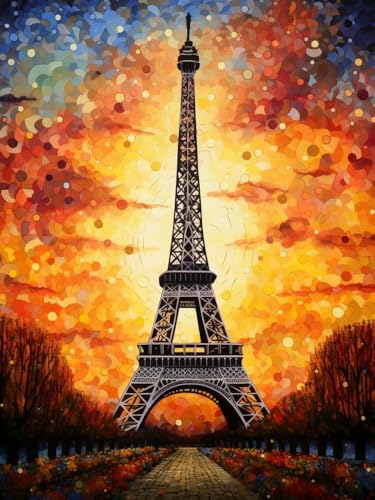 mantianhome Kreuzstich-Malset mit Eiffelturm-Ansichtsmuster, 11CT Kreuzstich-Dekoration, Stickarbeiten, DIY, fortgeschrittenes handgefertigtes Stickset,40X50CM von mantianhome