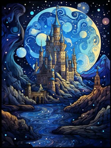 mantianhome Kreuzstich-Malset mit Schloss unter dem Mondmuster, 11CT Kreuzstich-Dekor, Stickarbeiten, DIY, fortgeschrittenes handgefertigtes Stickset,40X50CM mantianhome Kreuzstich-Malset mit Schloss unter dem Mondmuster, 11CT Kreuzstich-Dekor, Stickarbeiten, DIY, fortgeschrittenes handgefertigtes Stickset,40X50CM von mantianhome