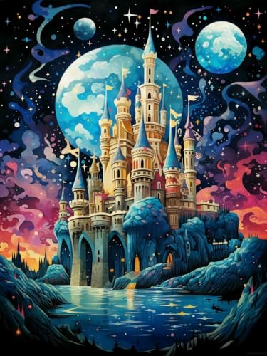 mantianhome Kreuzstich-Malset mit Schloss unter dem Mondmuster, 11CT Kreuzstich-Dekor, Stickarbeiten, DIY, fortgeschrittenes handgefertigtes Stickset,40X50CM mantianhome Kreuzstich-Malset mit Schloss unter dem Mondmuster, 11CT Kreuzstich-Dekor, Stickarbeiten, DIY, fortgeschrittenes handgefertigtes Stickset,40X50CM von mantianhome