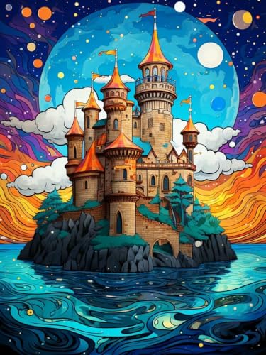 mantianhome Kreuzstich-Malset mit Schloss unter dem Mondmuster, 11CT Kreuzstich-Dekor, Stickarbeiten, DIY, fortgeschrittenes handgefertigtes Stickset,40X50CM mantianhome Kreuzstich-Malset mit Schloss unter dem Mondmuster, 11CT Kreuzstich-Dekor, Stickarbeiten, DIY, fortgeschrittenes handgefertigtes Stickset,40X50CM von mantianhome
