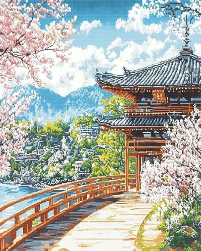 mantianhome Kreuzstich-Set „Schneebedeckte Berglandschaft“ für Erwachsene, „Kirschblüten-Pavillon-Park“, 11-fädiges Kreuzstich-Stempel-Set, Handarbeit,DIY,40X50CM mantianhome Kreuzstich-Set „Schneebedeckte Berglandschaft“ für Erwachsene, „Kirschblüten-Pavillon-Park“, 11-fädiges Kreuzstich-Stempel-Set, Handarbeit,DIY,40X50CM von mantianhome