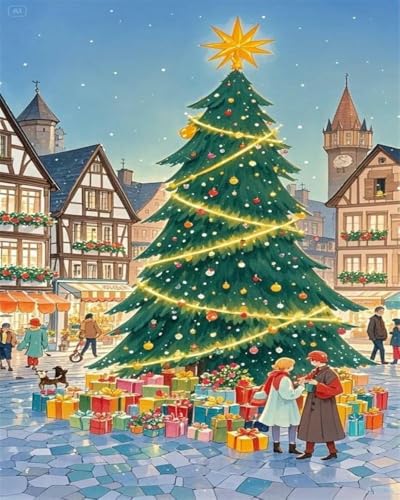mantianhome Kreuzstich-Set mit Weihnachtsmotiv, gestempelt, Weihnachtsbaum und quadratisches Geschenk, Kreuzstich-Ornament-Set für Erwachsene und Anfänger, DIY DIY,40X50CM mantianhome Kreuzstich-Set mit Weihnachtsmotiv, gestempelt, Weihnachtsbaum und quadratisches Geschenk, Kreuzstich-Ornament-Set für Erwachsene und Anfänger, DIY DIY,40X50CM von mantianhome